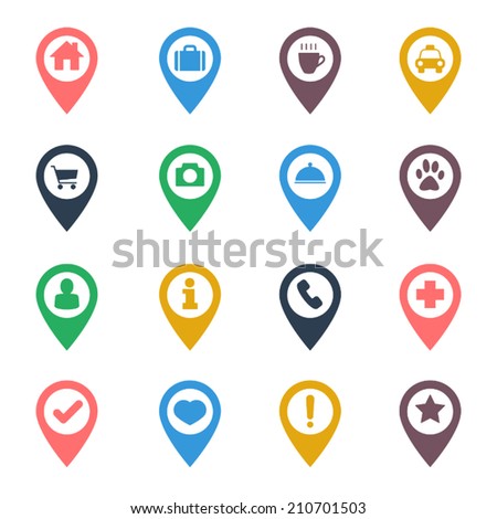 map pin icon set flat design for web and mobile application