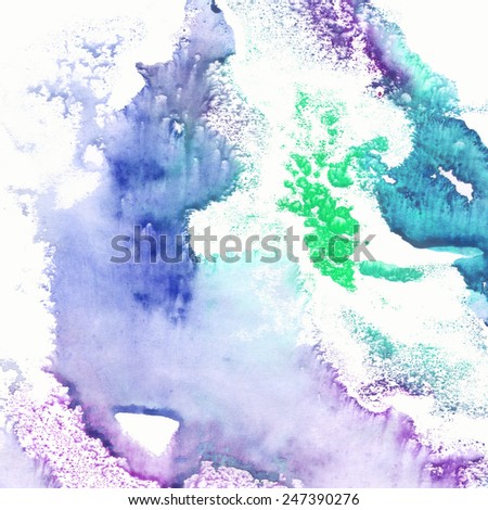 hand painted violet-green-blue watercolor