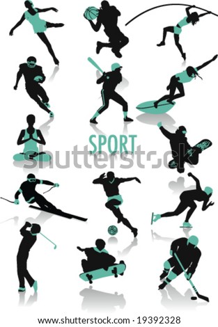 Two-tone silhouettes of people doing sport, part of a new collection of subjects