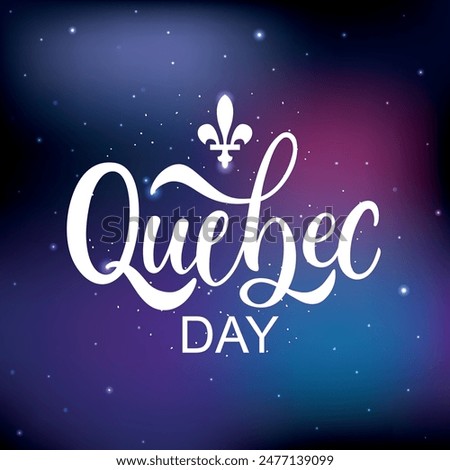 Happy Quebec Day handwritten text. Modern brush calligraphy, hand lettering typography. National holiday of Quebec, Canada. Saint Jean-Baptiste Day on June 24. Vector illustration for greeting card