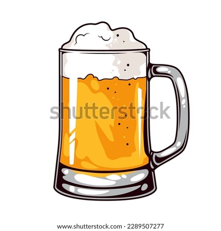 Mug of foamy craft beer. Vector illustration on white background
