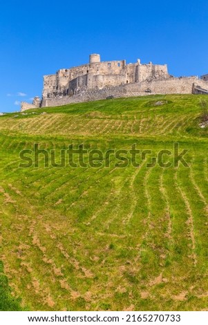Spissky hrad castle ruins near Spisske Podhradie town, Spis region, Slovakia, Europe, biggest Slovak castle Stock foto © 