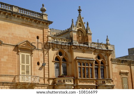 Gothic Architecture on medieval palace in island of Malta