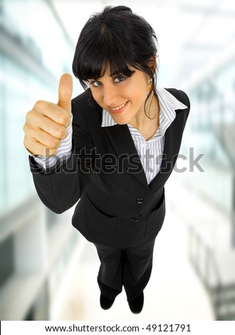 young business woman full body going thumb up