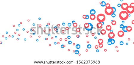 Vector like and love icons background. Social media vector illustration, like and love icons