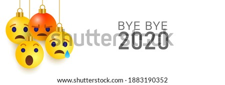 Bye-bye 2020 sad and angry emoji. We will miss you no. Vector illustration on white background.