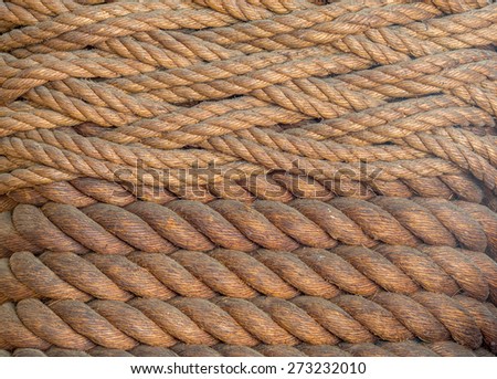 Vintage woven Manila rope macrame in brown and blond tones.