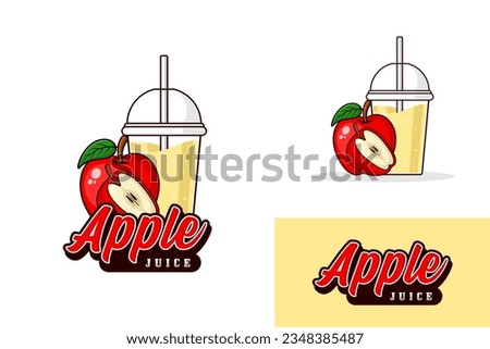 Apple juice drink logo design illustration collection for label product, shop logo, stamp, banner, and more