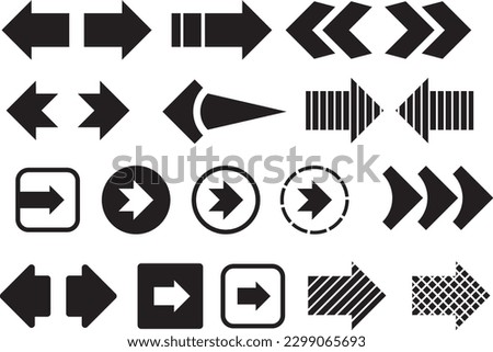 Vector illustration Big arrow black icon set. Arrow icon.  Arrow. Cursor. Modern simple arrow. 