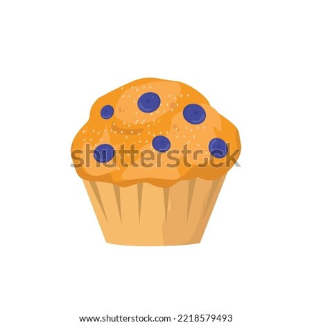 Muffins with Blueberry topping. Vector illustration