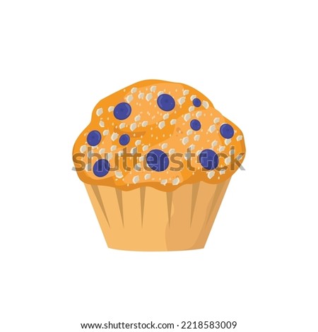 Blueberry Topping oatmeal muffins. Vector illustration