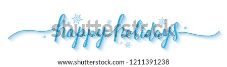 HAPPY HOLIDAYS vector brush calligraphy banner with snowflakes ストックフォト © 