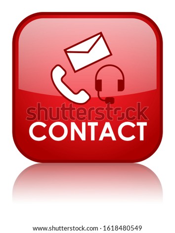 Red vector CONTACT web button with symbols