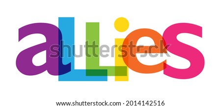 ALLIES rainbow gradient vector typography banner on white background