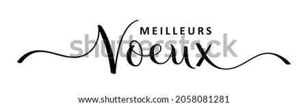 MEILLEURS VOEUX black vector brush calligraphy with swashes on white background (BEST WISHESHAPPY NEW YEAR in French)