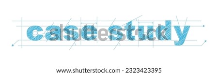 CASE STUDY blue vector draft text on white background