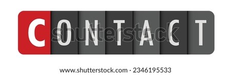 CONTACT gray vector typography banner with initial letter highlighted in red