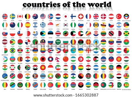 World flags in a circle. Round icon for social networks. Ideal for bloggers. Vector Stockfoto © 