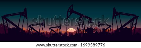 Oil Production Concept at Sunrise. Panama. Vector