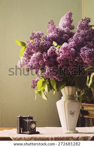 Lilac in a Vase and toy camera