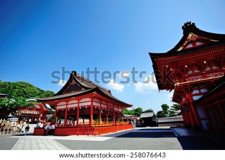 japan temple with blue sky
