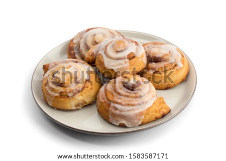 Similar – Image, Stock Photo Plate with cinnamon bun near jam