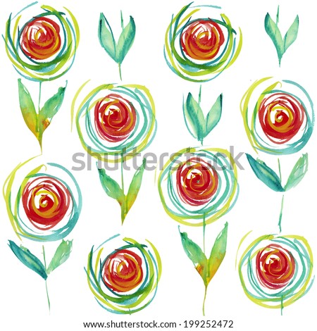 Hand painted flower background seamless pattern