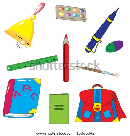 The Set Of School Things Vector - 15865342 : Shutterstock