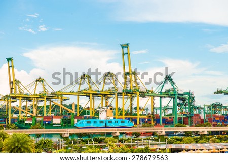 SINGAPORE - 16, May,2015: The port of Singapore on May 16, 2015 in Singapore. It's the world's busiest transshipment port and the world's second-busiest port in terms of total shipping tonnage.