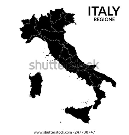 Regions map of Italy. Mappa delle regioni Italia