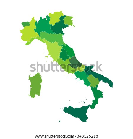 Regions map of Italy. Mappa delle regioni Italia colore