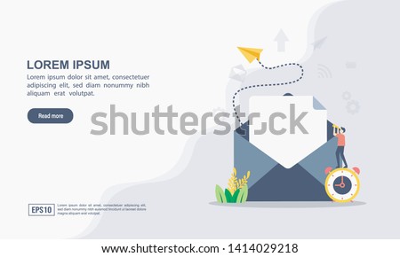 Vector illustration of email marketing & message concept with "email" send message and message notification sign