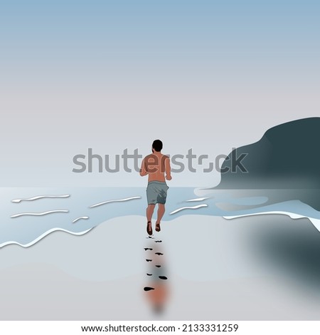 MAN RUNING ON THE BEACH