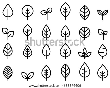 Set of Leaf Line Minimal Icon