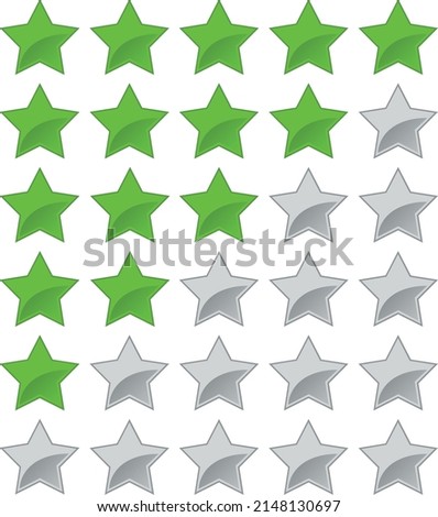 5 star vector rating green with full and empty stars