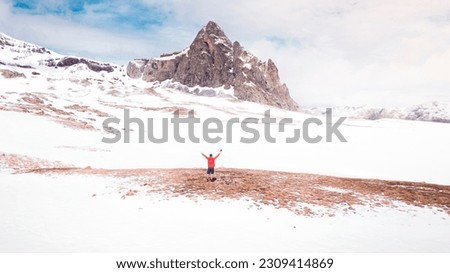 Similar – Image, Stock Photo Snowy Pyrenees and lonely house with shiny lights under sky