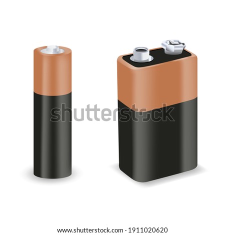 Vector batteries set. Realistic illustration of batteries isolated on white background