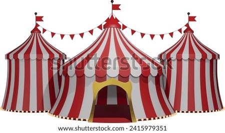 isolated circus tent. 3d circus with red and white stripes 