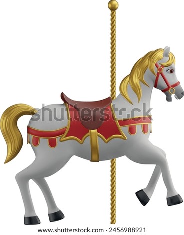 isolated carousel horse 3d realistic illustration