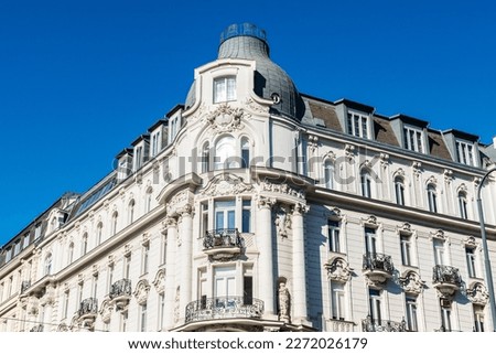 Similar – Image, Stock Photo Facade old building house with shutters with shadow in evening light