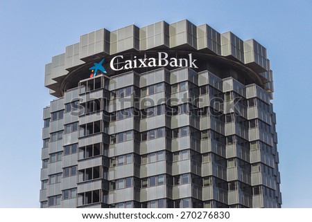 Barcelona, Spain - April 14, 2015: CaixaBank headquarters and the Banking Fundacion \
