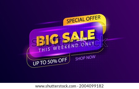 Big sale with abstract gradient background, up to 50% off. Discount promotion layout banner template design. Vector illustration