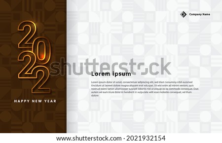 Happy new year 2022 with gold number on geometric abstract background. Template design for banner, poster, flyer, web. Vector illustration