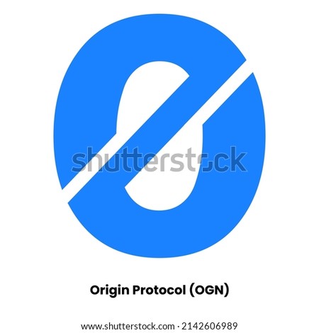 Origin Protocol crypto currency with symbol OGN. Crypto logo vector illustration for stickers, icon, badges, labels and emblem designs.