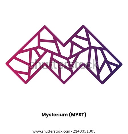 Mysterium crypto currency with symbol MYST. Crypto logo vector illustration for stickers, icon, badges, labels and emblem designs.