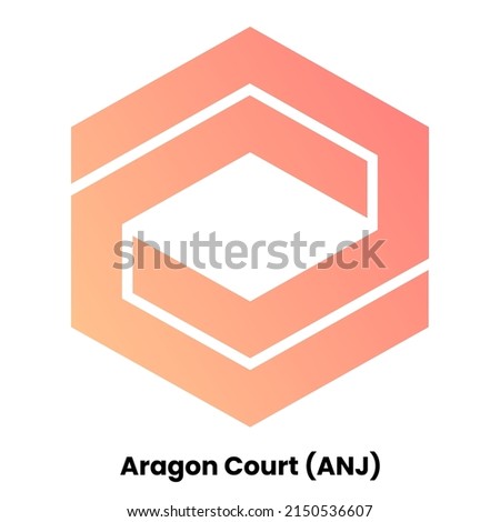 Aragon Court crypto currency with symbol ANJ. Crypto logo vector illustration for stickers, icon, badges, labels and emblem designs.