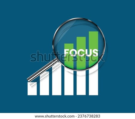 Focus concept creative vector illustration with magnifying glass zooming the focussed area in a graph chart 