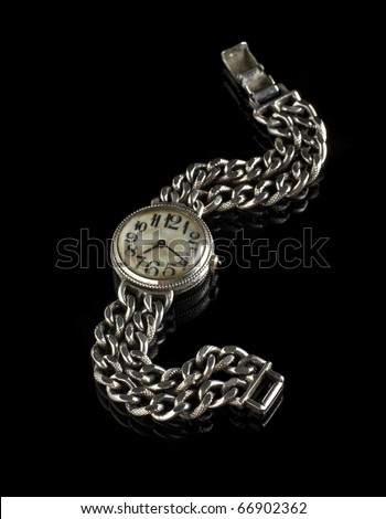 Fashionable old womans silver wrist watch