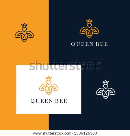 Inspire the bee and crown design logo with a simple line design style