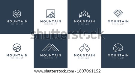 Set collection mountain logo design simple linear vector modern concept, financial, accounting, business, travel and other companies